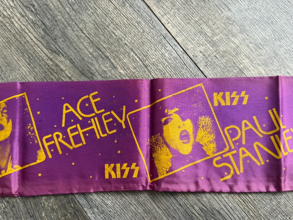 KISS Scarf Banner Purple Eric Carr Europe 1980 Vintage Kiss Aucoin Memorabilia