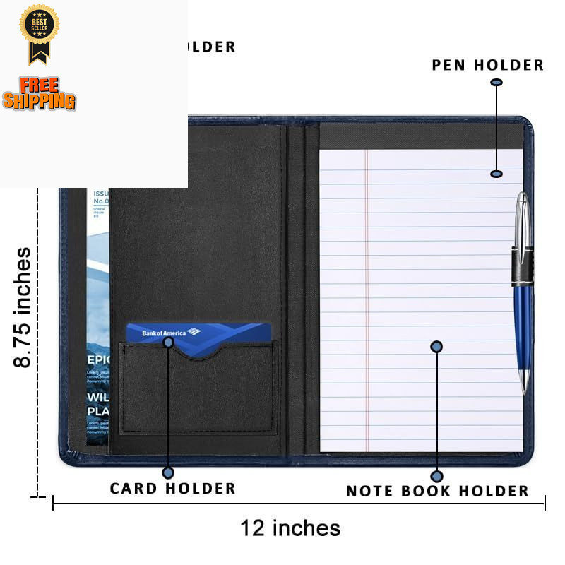 Gorbado Mini Padfolio/Junior Portfolio Folder Case, Business A5 Navy Blue