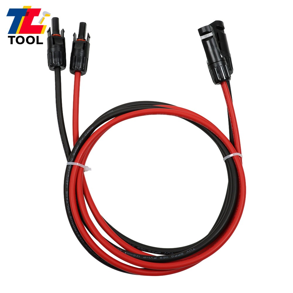 1 Pair 5ft 10AWG Black + Red Solar Panel Extension Cable Wire Connector