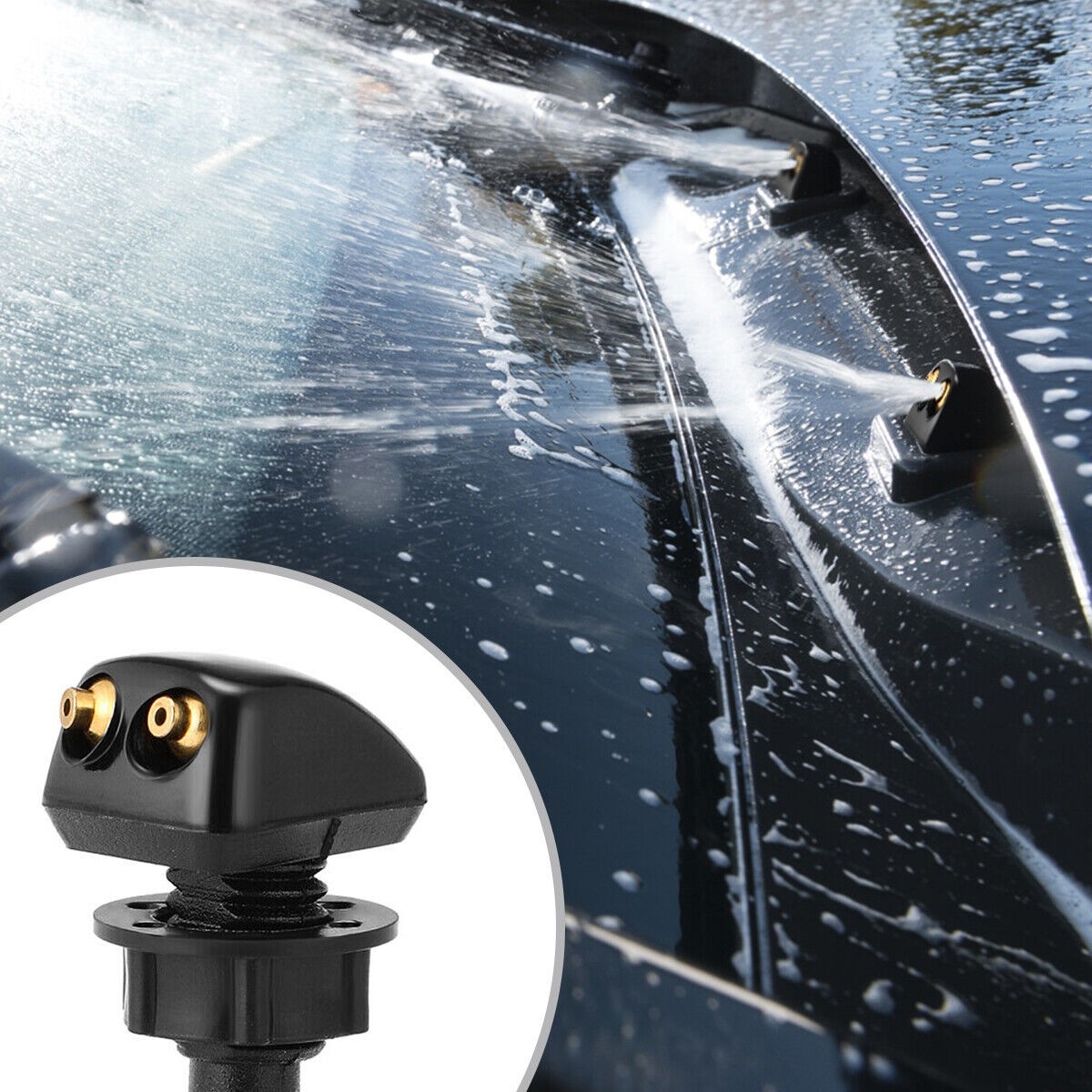 Car Front Windshield Wiper 6.5ft Fluid Hose 2x Nozzle Windshield Sprayer Jet Kit
