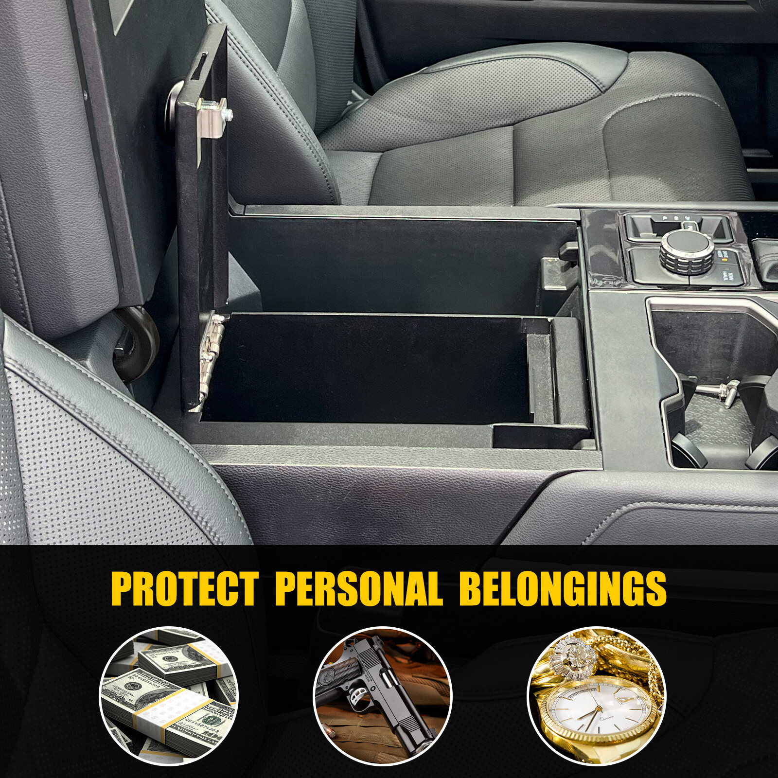 Fits Toyota 2022-2025 Tundra & Sequoia Center Console Safe Half Cabinet Storage.