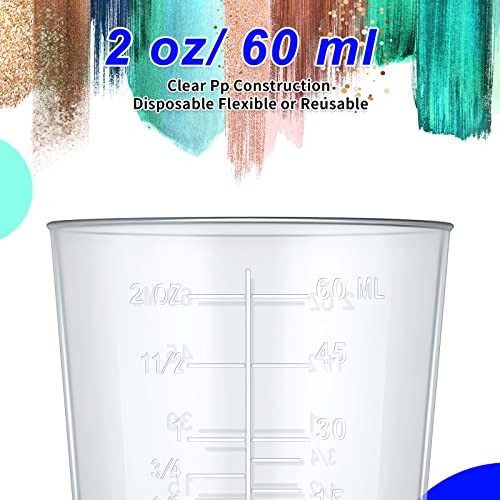 200 Pack 2oz/60ml Plastic Mixing Cups Disposable Measuring Cups, Epoxy 400