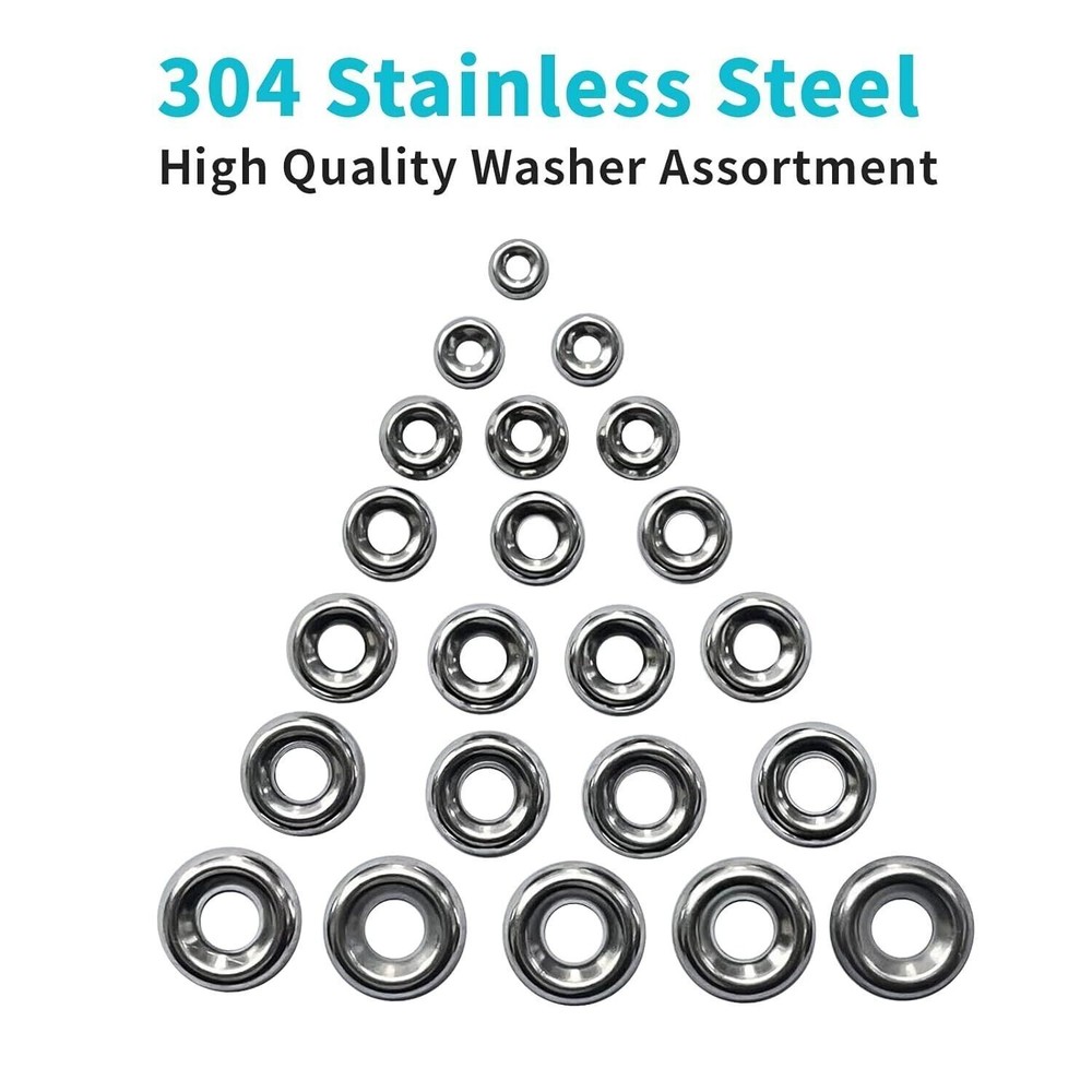 295pc/set 304 Stainless Steel Countersunk Solid Cup Washer Finishing Washers