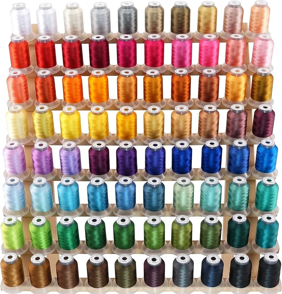 80-Color Polyester Embroidery Thread Set - 500M Spools Compatible with Janome
