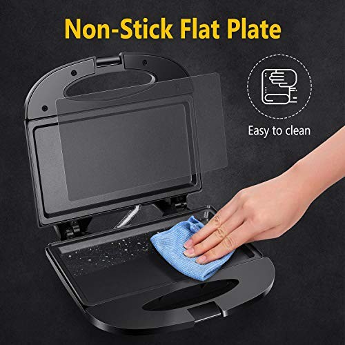 Sandwich Maker with Non-stick Deep Grid Surface for Egg, Ham, Steaks Compact