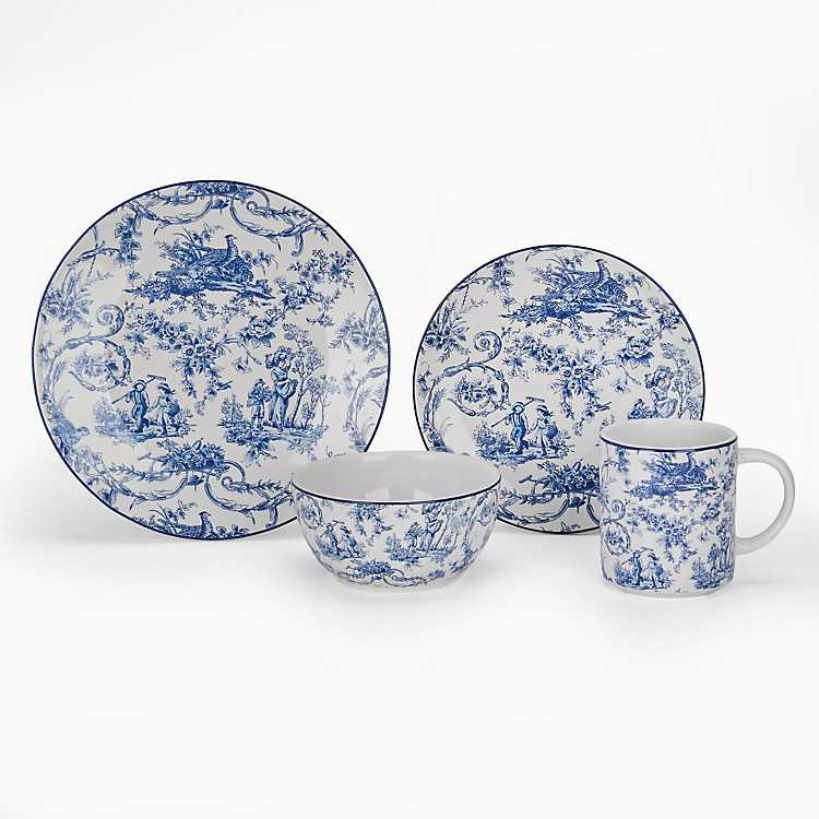 Round Blue Toile 16-pc. Dinnerware Set