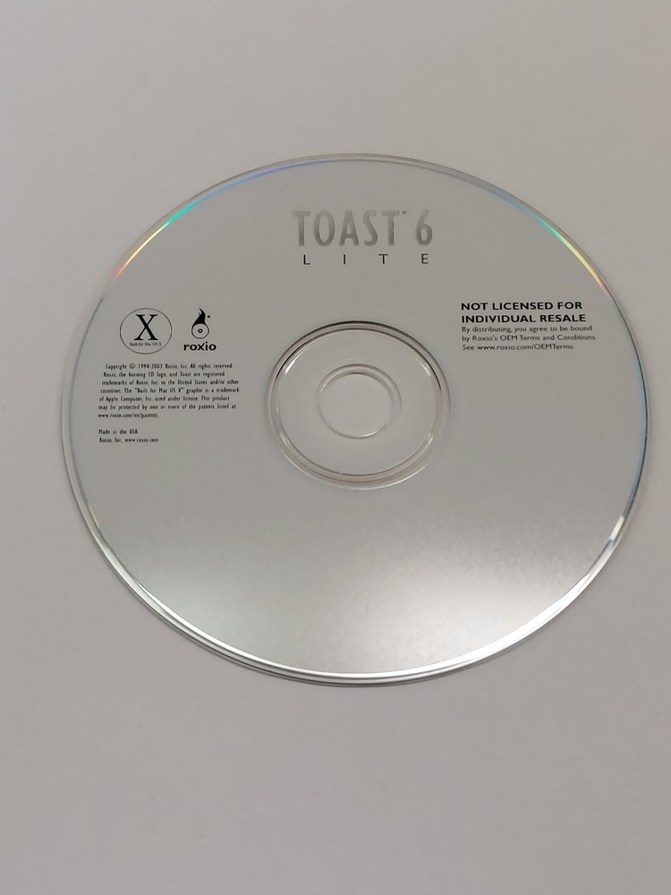Toast 6 Lite Roxio CD PLEASE READ