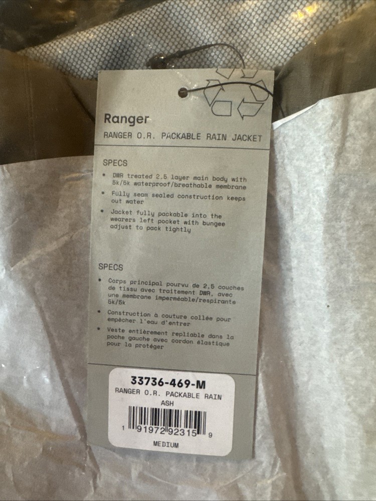 FOX Racing Rain Jacket RANGER Off Road Enduro PACKABLE Into Pocket Ash Medium