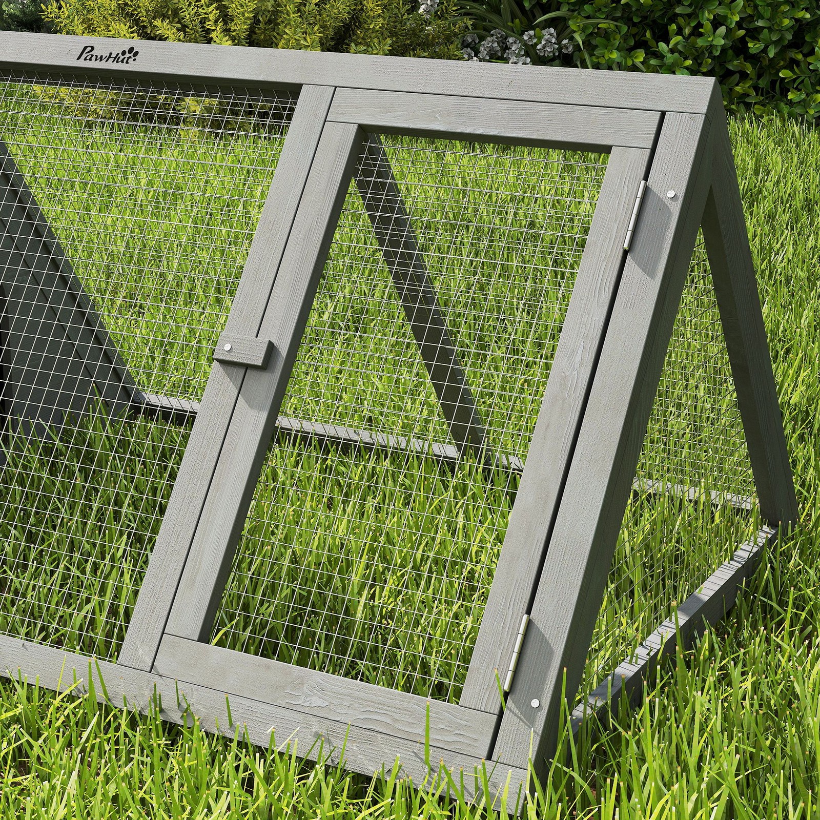 Rabbit Hutch Outdoor, Wooden Chicken Coop with Run, Grey