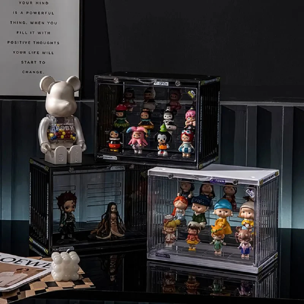 3-Tier Acrylic Display Case Stand Stackable Dustproof Transparent Showcase Box