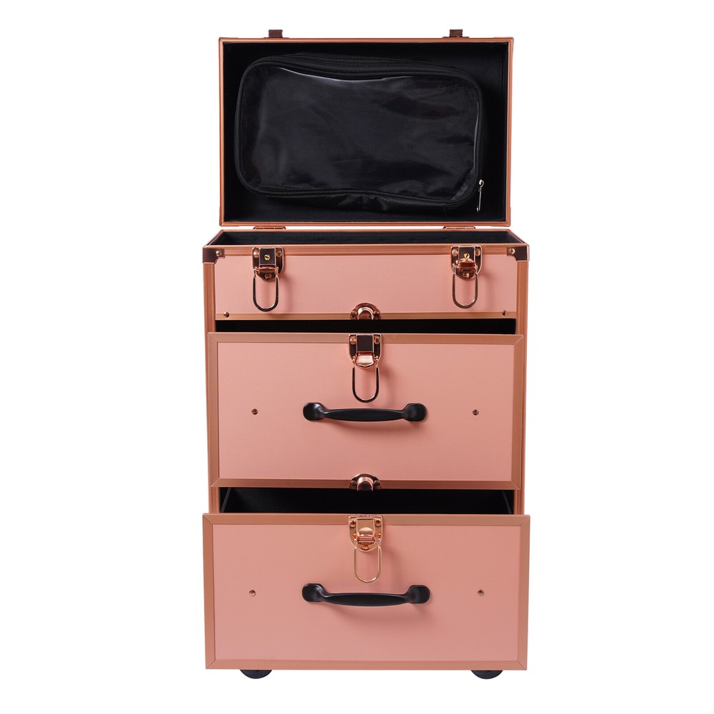 Rolling Makeup Case Train Case for Make-Up Artists Nail Technicians Beauticians