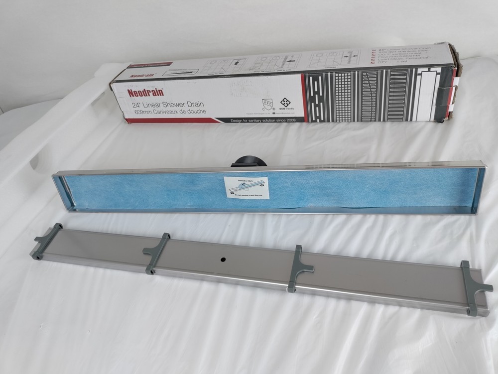 Neodrain 24" Linear Drain w/Tile Insert Brushed Stainless Steel