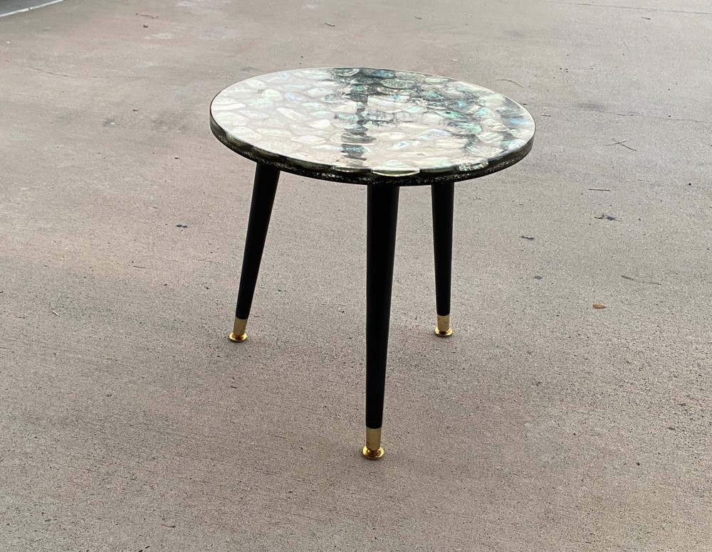 MCM Custom Handmade Large Abalone Shell Side Table Stunning Rare