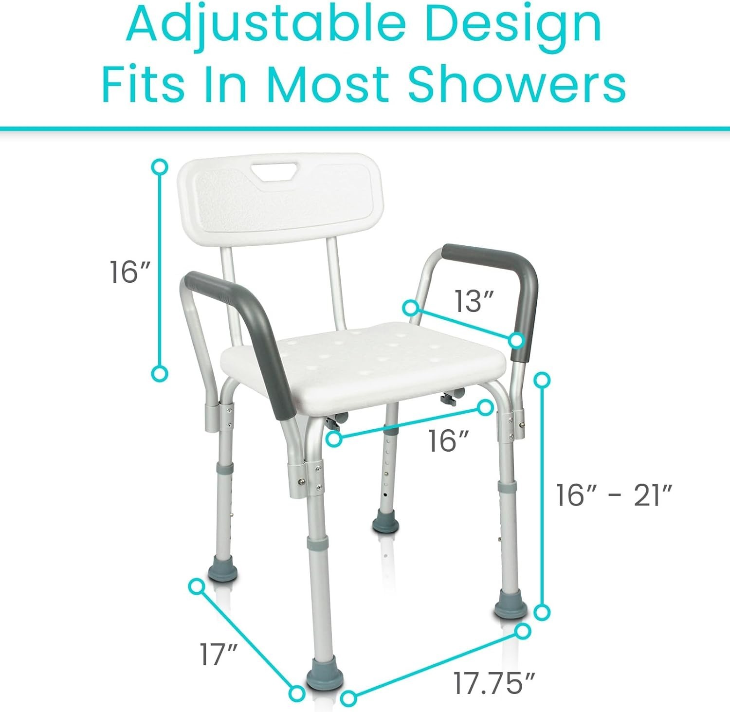 Rose HealthCare Shower Chair Bath Seat with Back and Arms