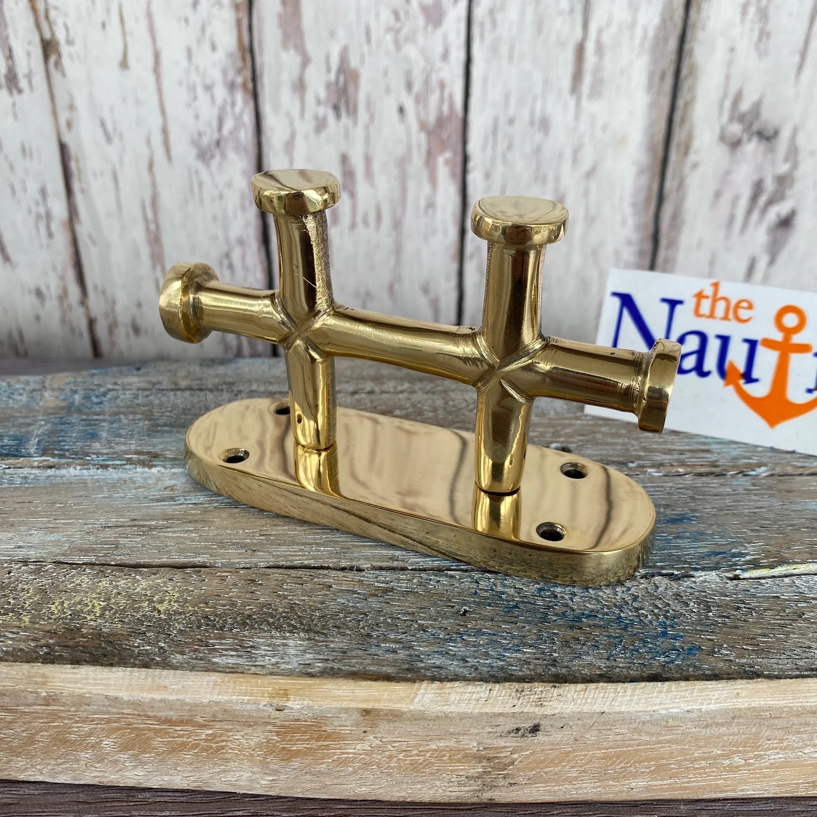 Brass Double Cross Bollard Cleat - Nautical Marine Boat Dock Chock - Handle Hook