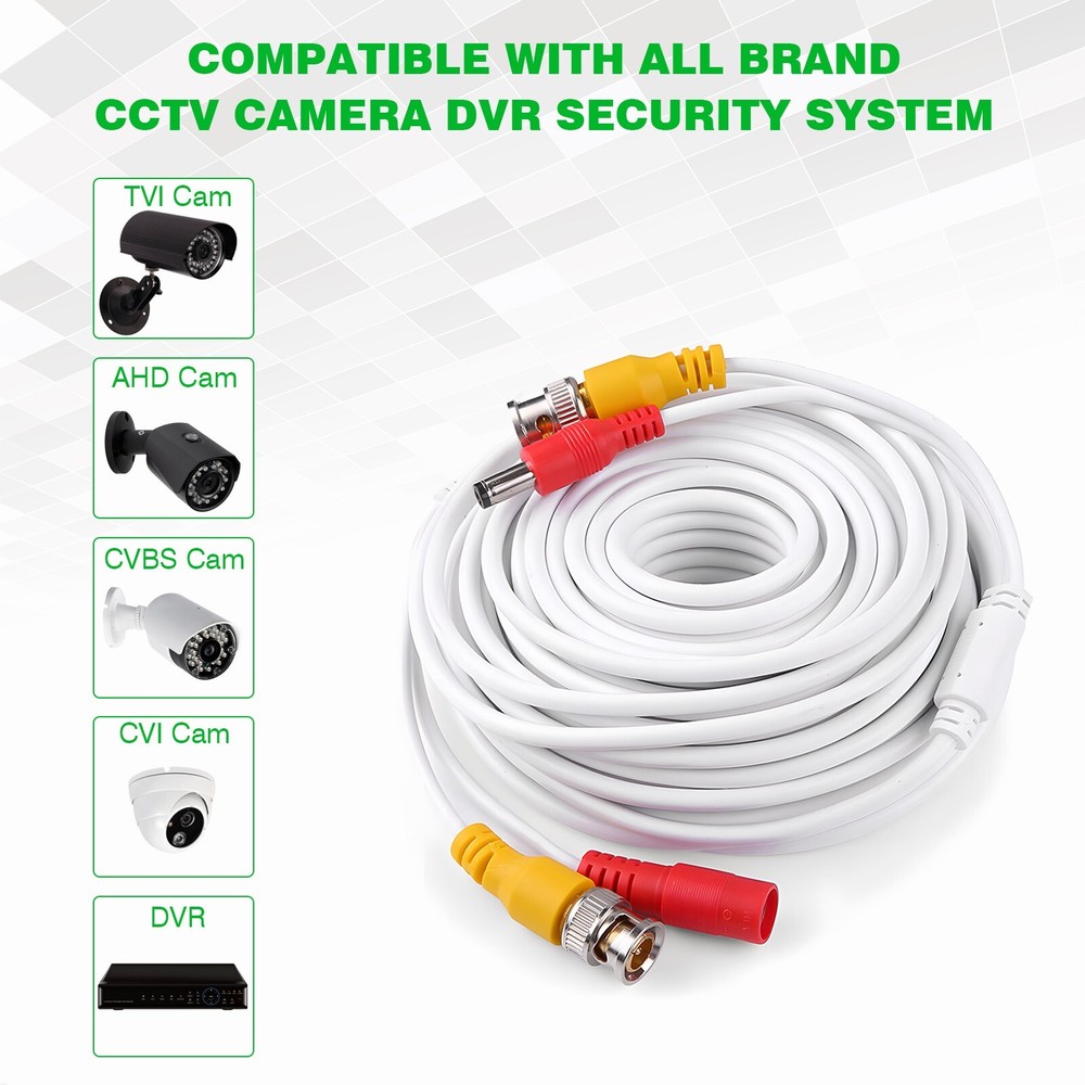 4x60/100ft CCTV Security Camera Extension Cable BNC Video Power Cable DVR System