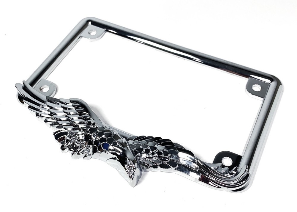 MOTORCYCLE Chrome American Eagle License Plate Tag Frame Holder