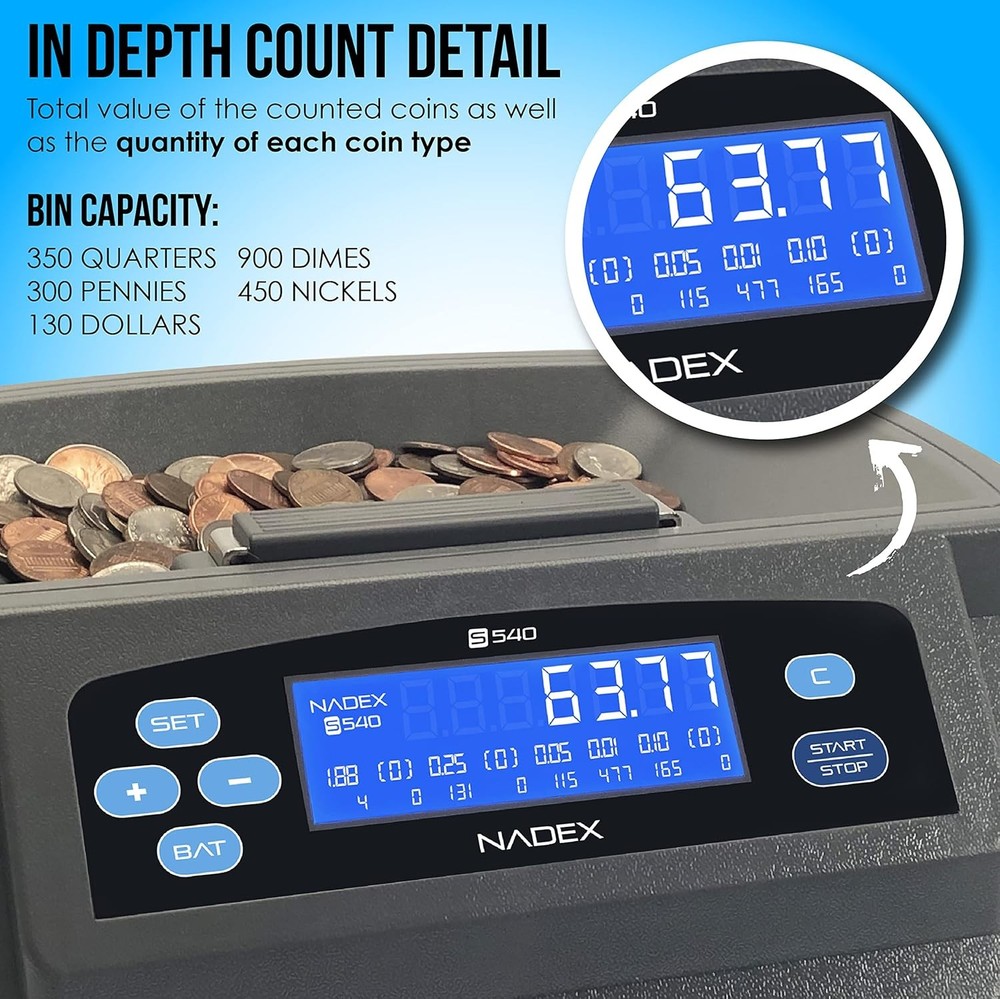 Professional Coin Counter Sorter Wrapper Gray