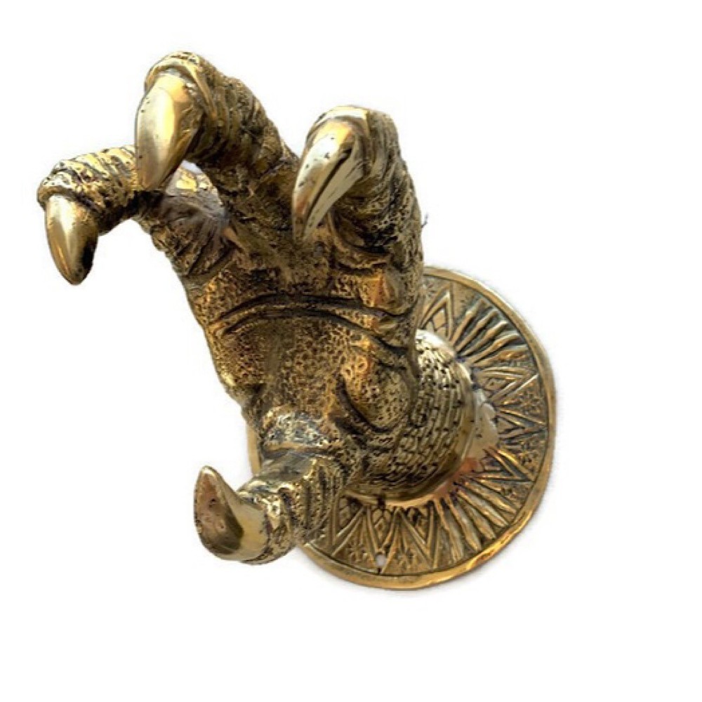 Large Claw wall hook door handle 7 “ solid hollow aged 18 cm heavy brass pull