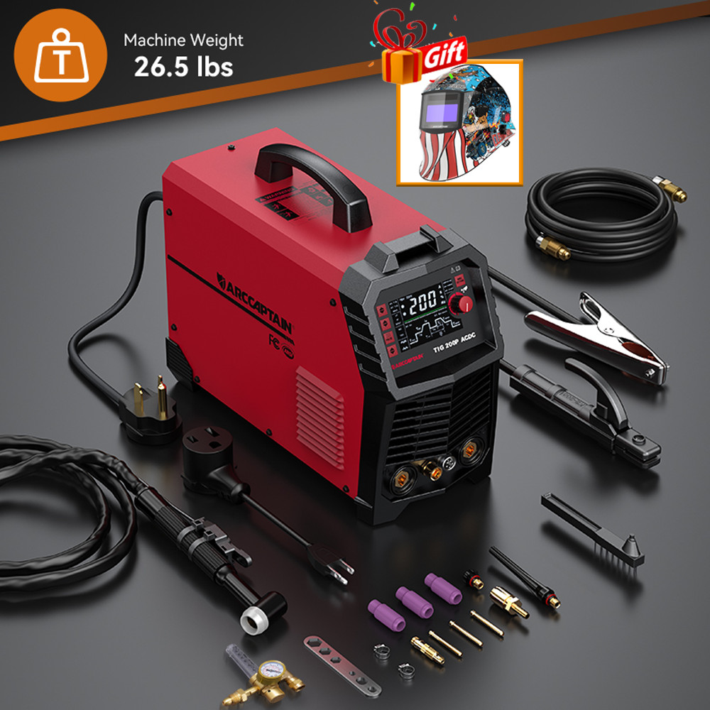 ARCCAPTAIN TIG Welder AC/DC 200Amp 7 in 1 Welding Aluminum TIG Welder 110V/220V