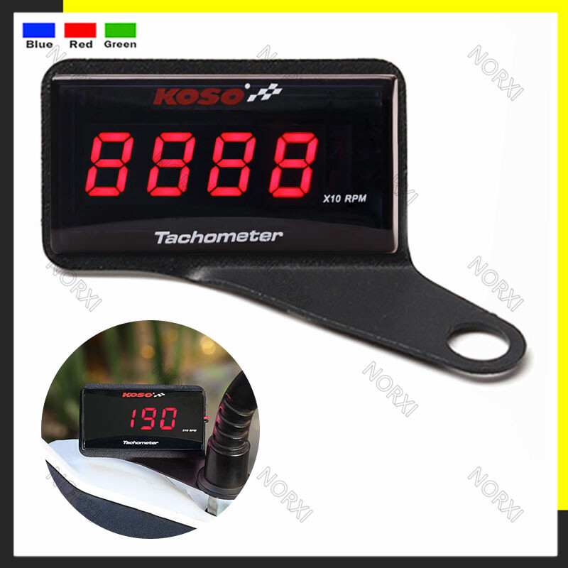 RPM Digital Inductive Tachometer,Waterproof Tiny Digital Hour Tach Meter Red