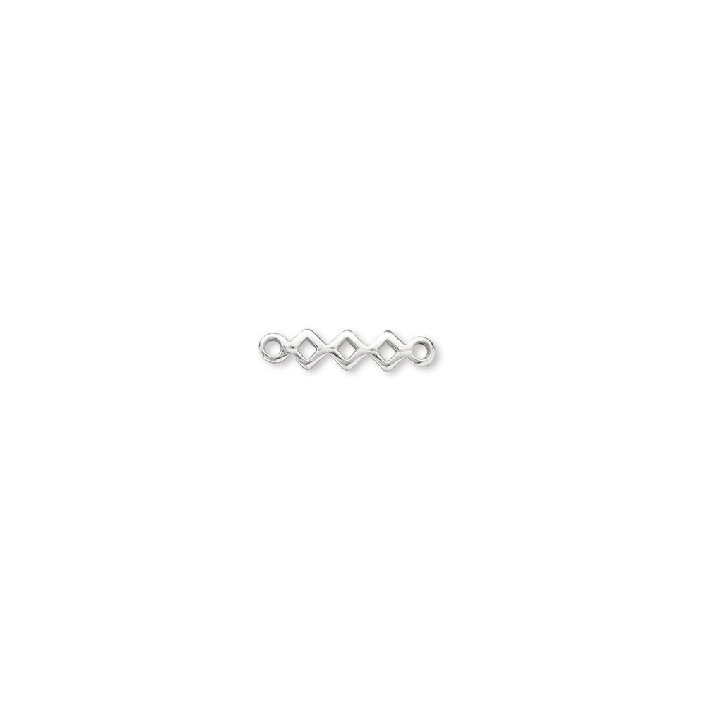 Link, 100 Silver Plated Brass 7x2mm Triple Square Connectors *