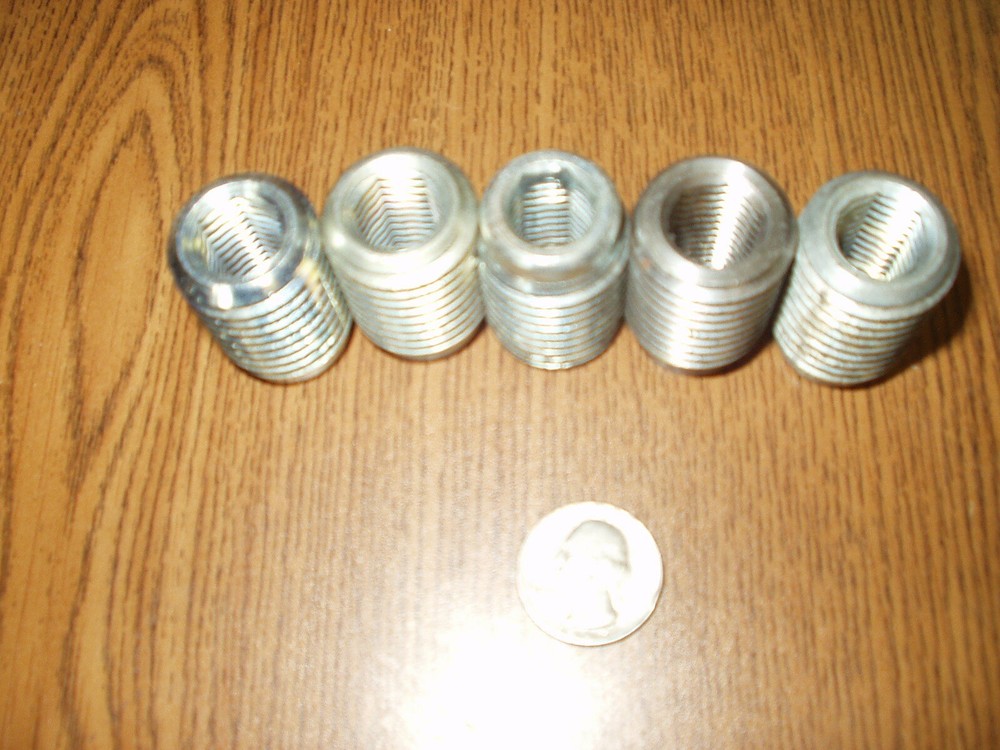 Five New Thread Inserts 1"- 8 TPI Thread with 1/2" Hex Drive and 5/8" -11 id