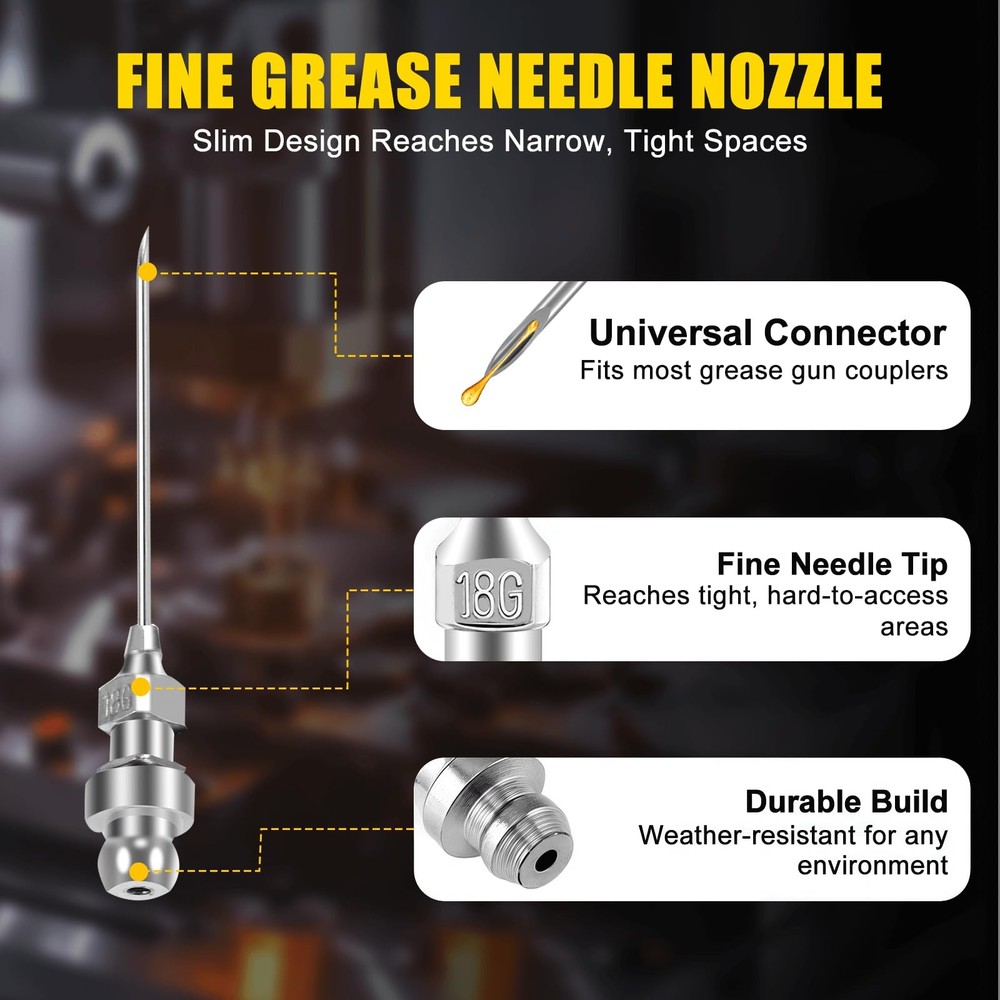 SipSylph 9PCS Grease Gun Accessory Kit, Needle Tip & Silver, Gold