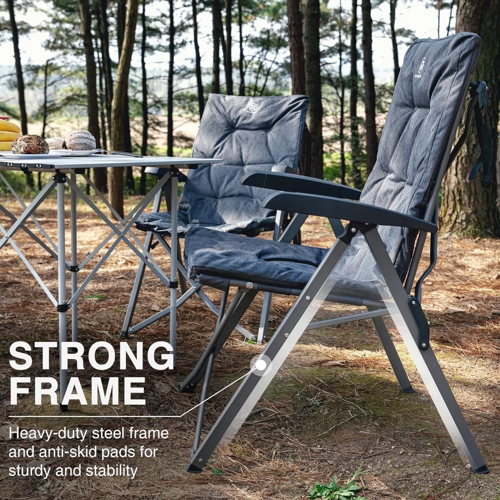EVER ADVANCED Folding Camping Lounge Chair Fully Upholstered Adjustable