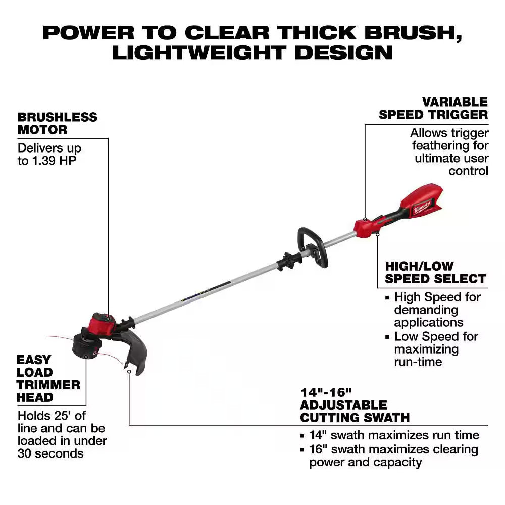 M18 Brushless 18V 16In. Cordless Battery Powered String Trimmer (Tool-Only)