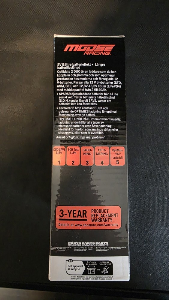 "NIB" Moose Racing Optimate 2 Duo Automatic Maintenance Charger