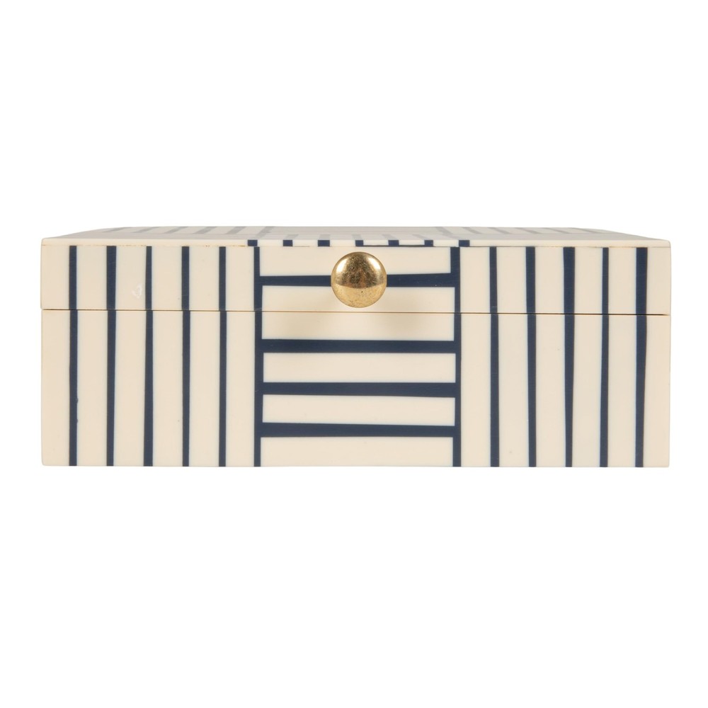 Midnight Blue & White Striped Resin Storage Box