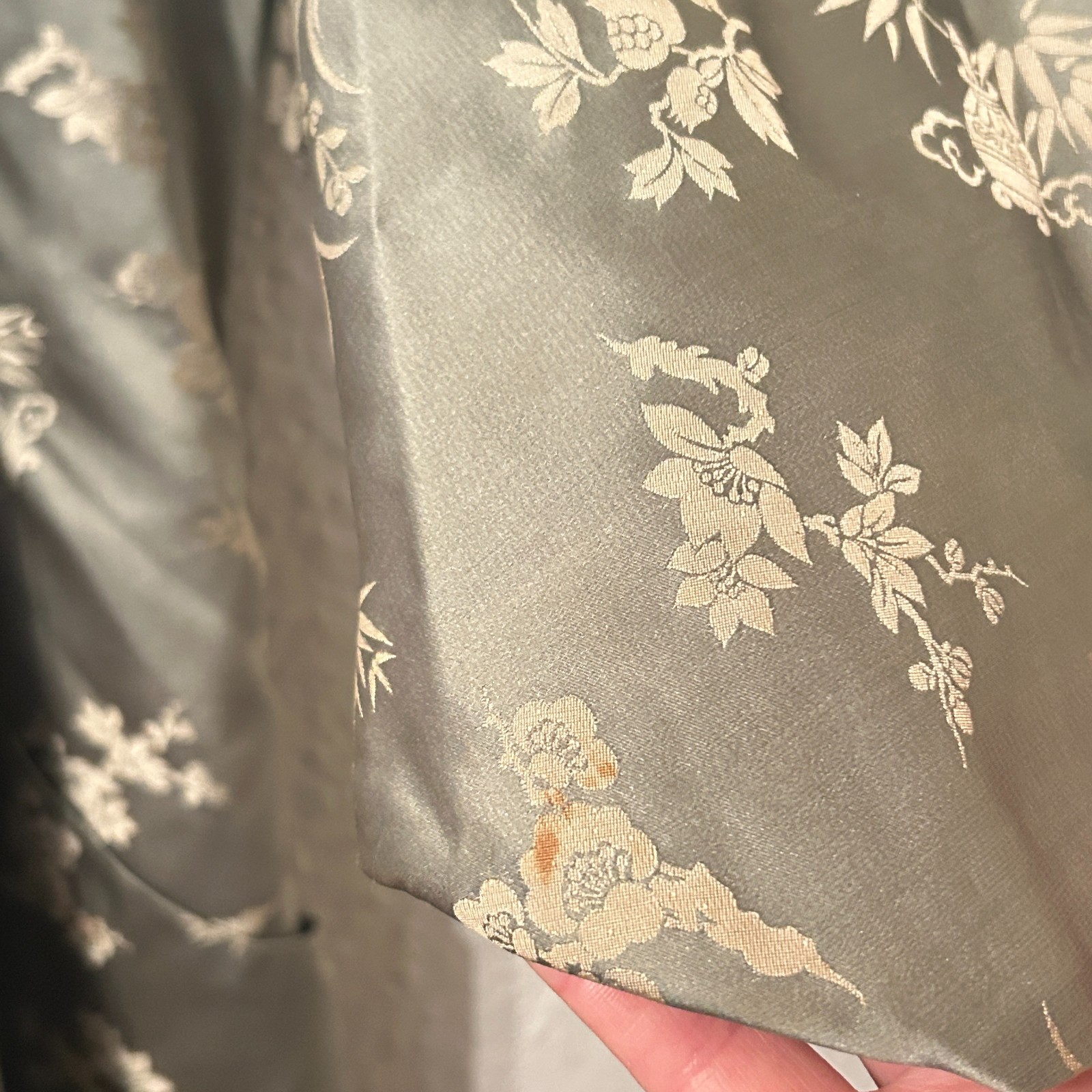 Vintage Madame Mme Butterfly 60s Silk Brocade Japanese Kimono Robe Floral Belted