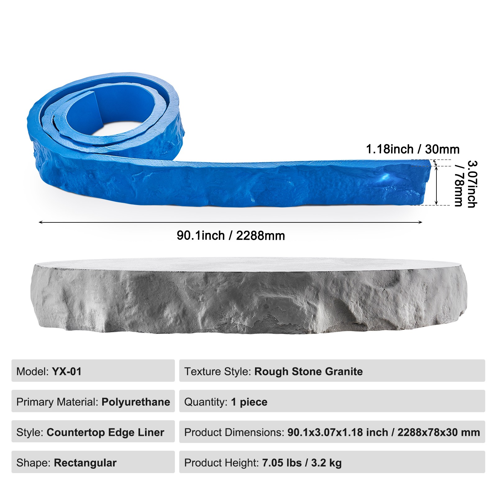 Concrete Stamps 91 x 3 in Rectangular Polyurethane Stamp Stone Mat