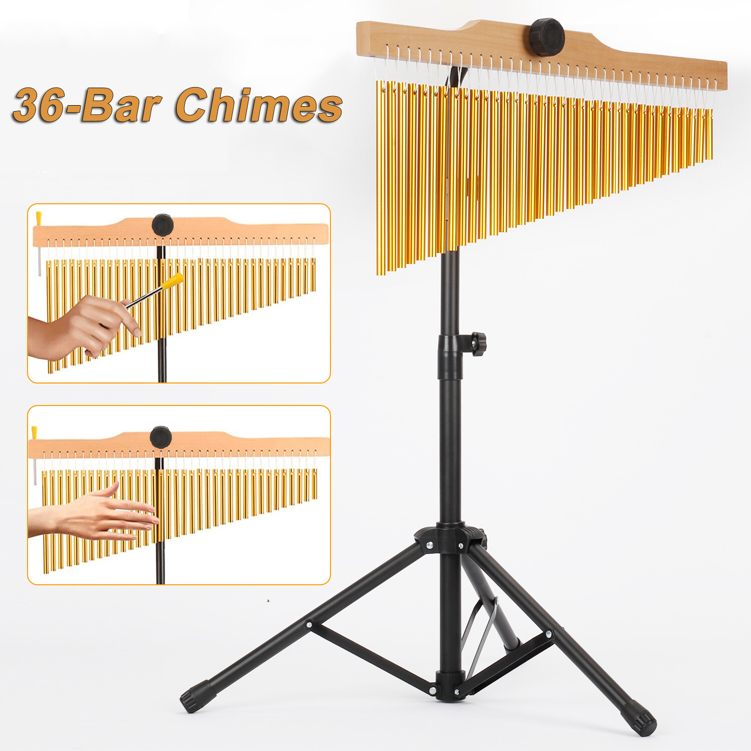 36-Tone Bar Chimes Single-Row Wind Chime W/Tripod Stand Stick Percussion Device