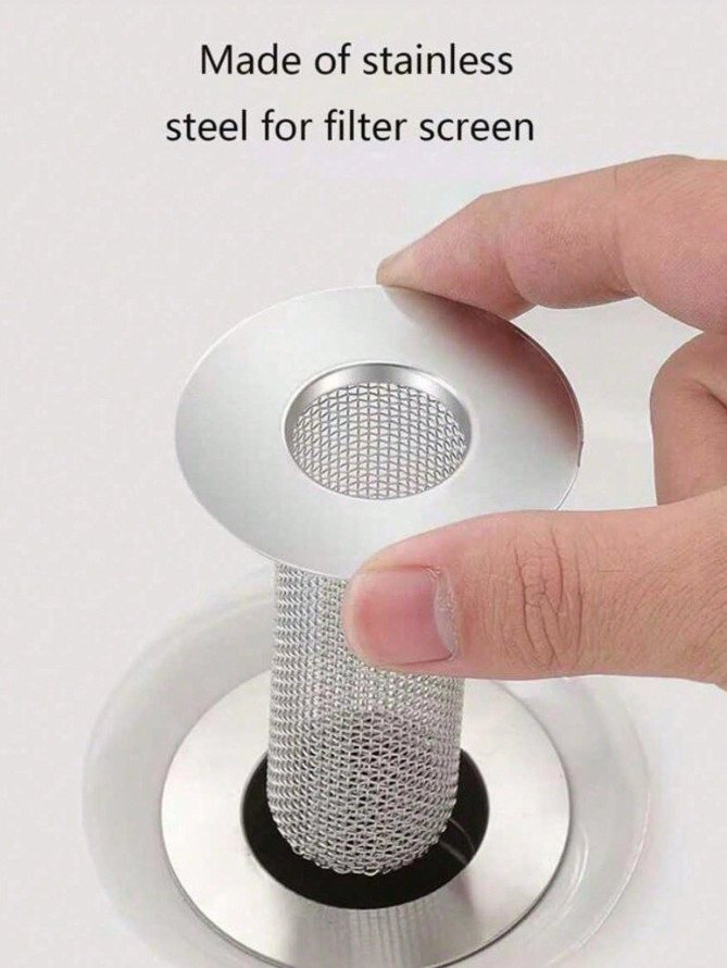 1pc Sink & Tub Hair Strainer – Stainless Pop‑Up Drain Catcher, Prevent Clogs