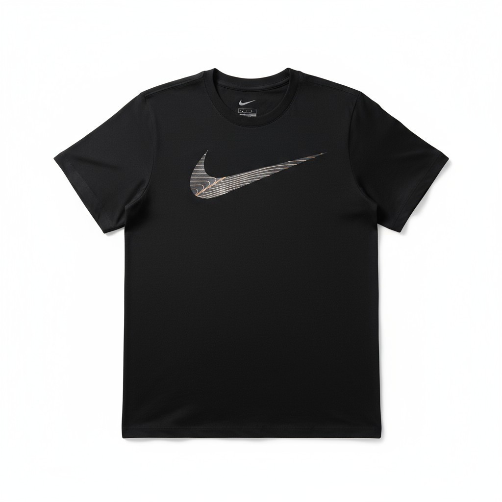 Nike Dri-FIT Fitness Tee T-Shirt FJ2464-010 Swoosh Gold Men's Black NWT