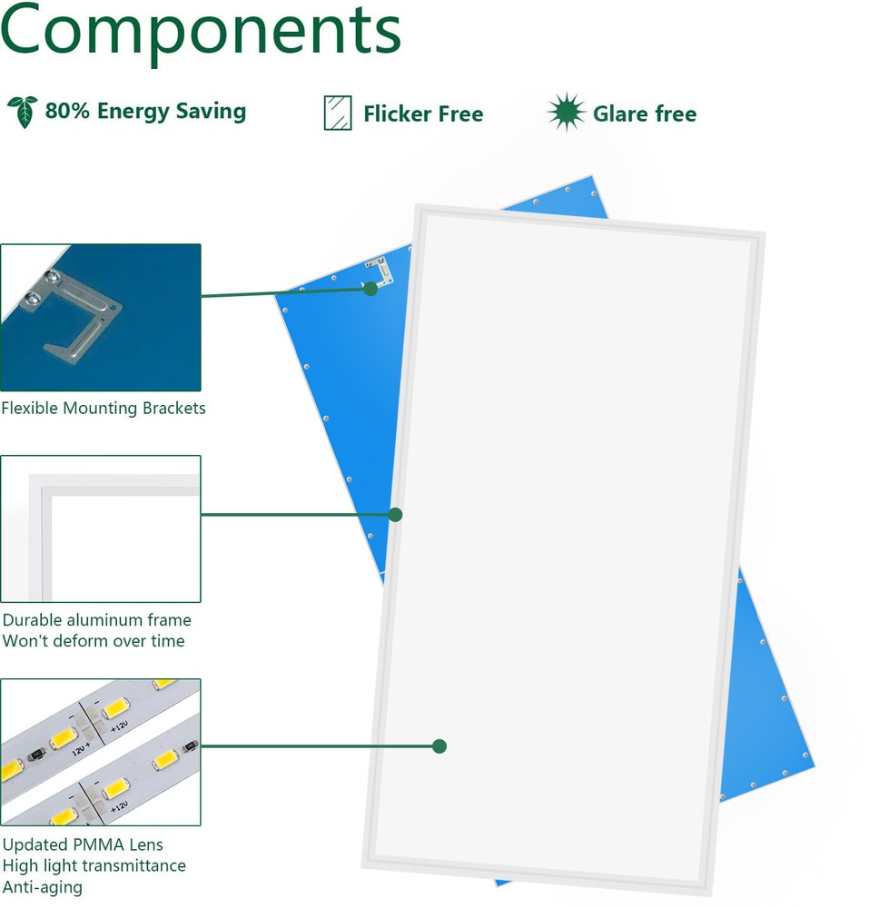 2X4FT LED Flat Panel Light 7800LM 4X75W 5000K Drop Ceiling Ceiling Office Lights