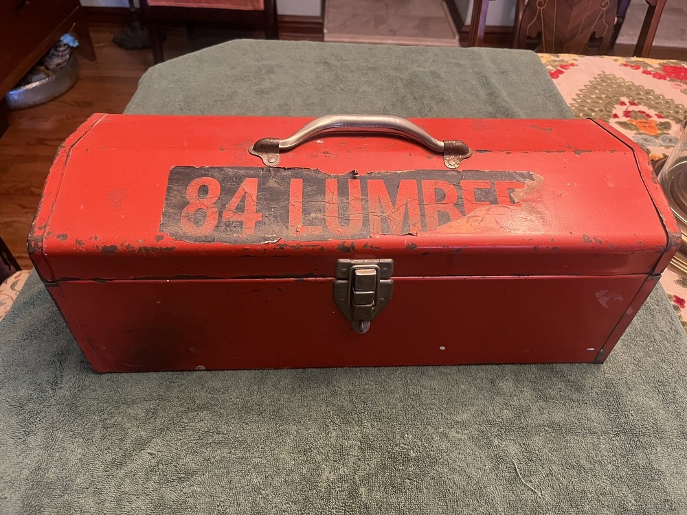 Vintage Red Metal Tool Box