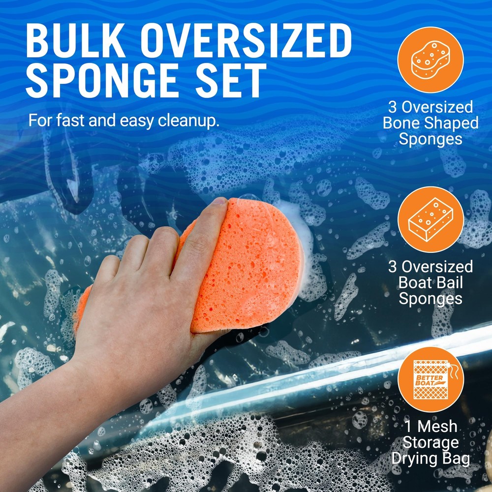 Extra Large Bail Sponge and Bone Sponge Set 6 Soft Car Sponges
