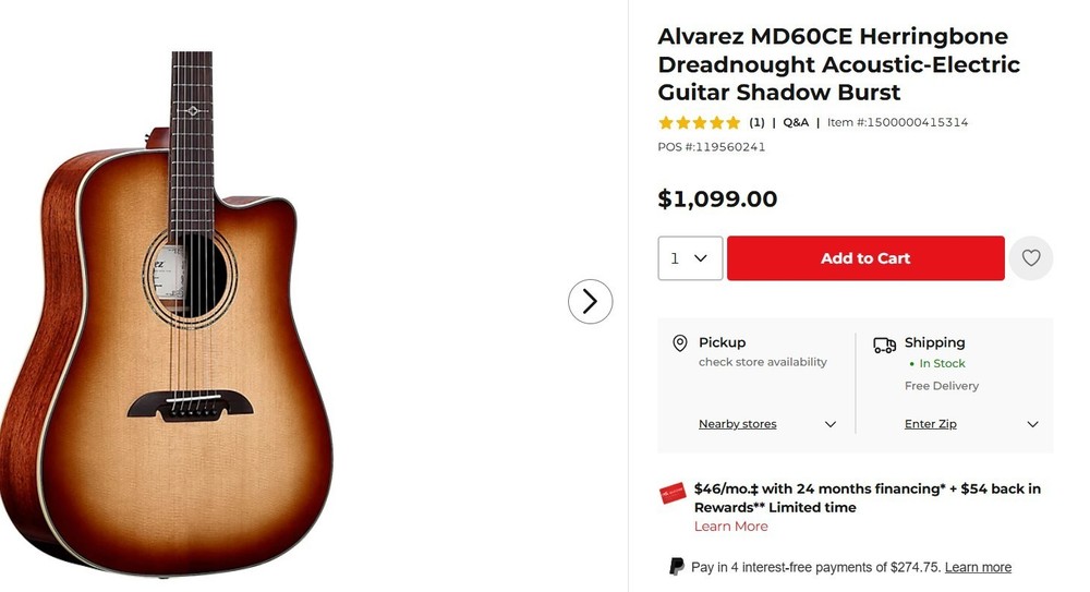 Alvarez MD60CE Acoustic Electric Guitar Shadowburst