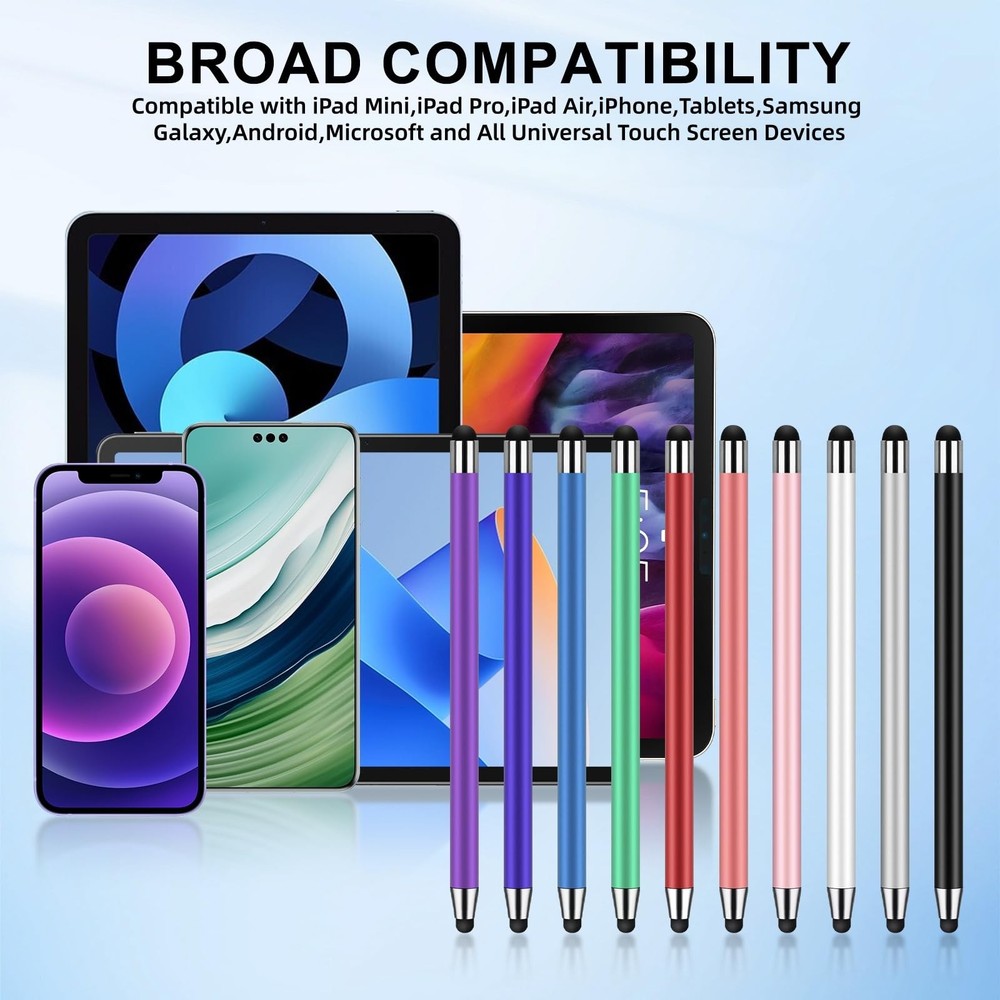10-Pack Touchscreen Stylus Pens with 20 Tips for iPad, iPhone, Android, Tablets