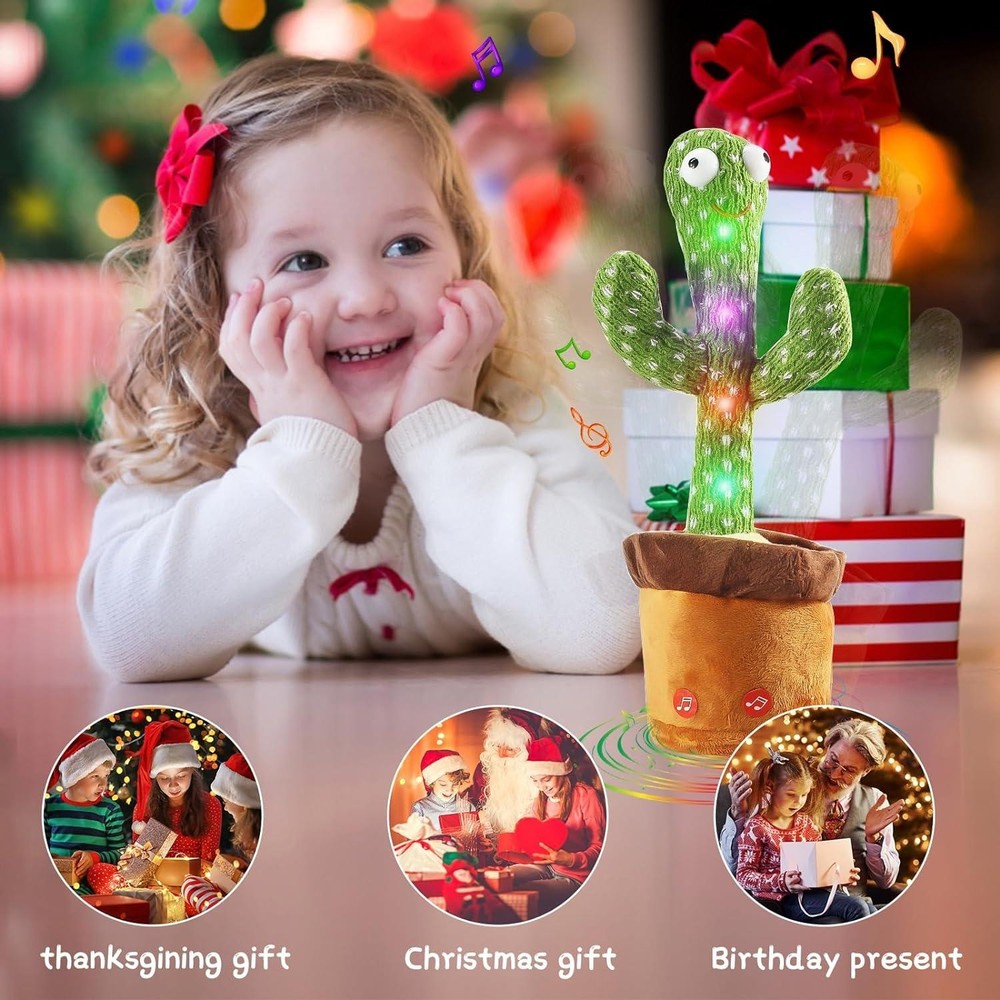 Talking & Singing Dancing Cactus Plush Toy Kids Glow Interactive Development