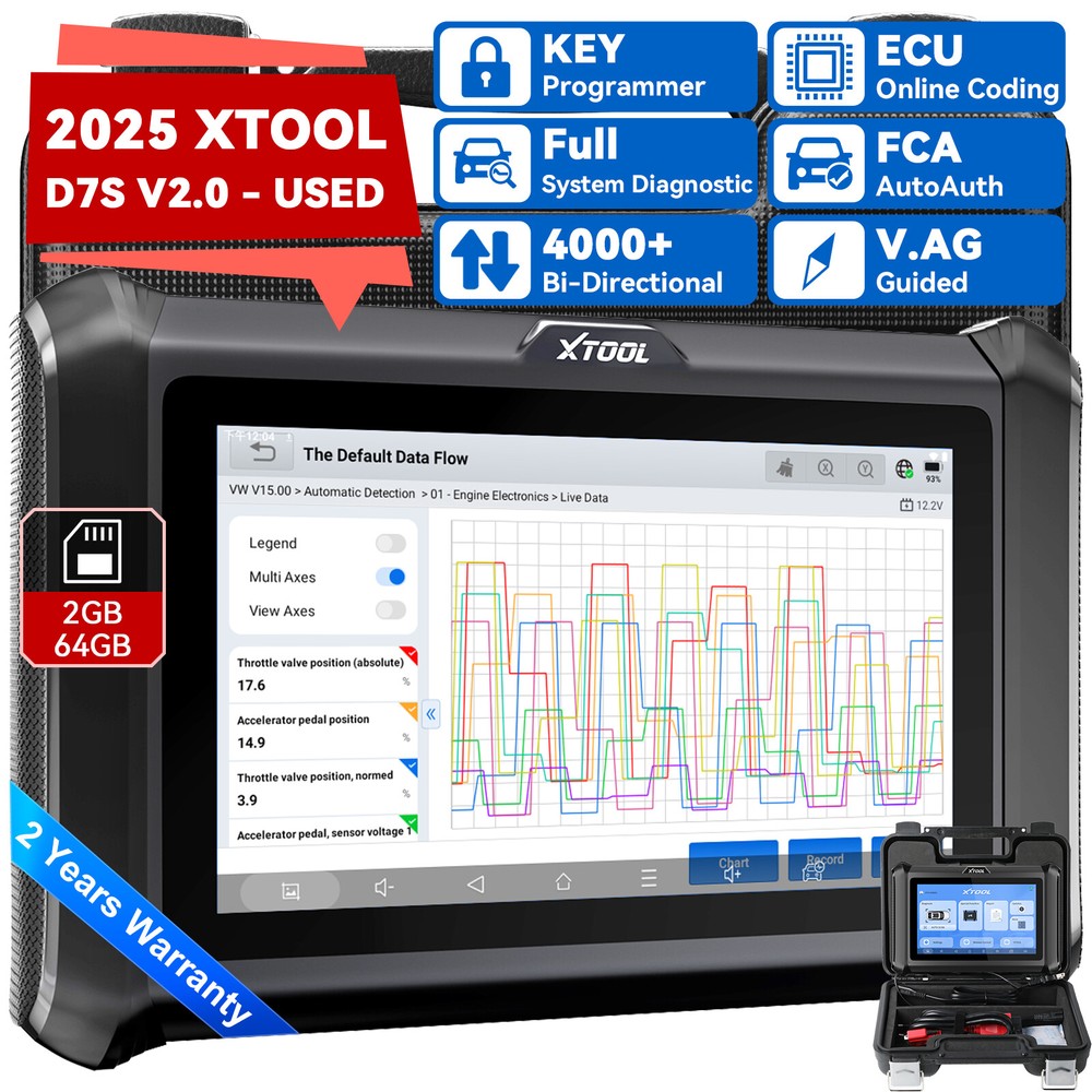 XTOOL D7S V2.0 USED Auto All System Diagnostic Tool Bi-Directional Key Coding