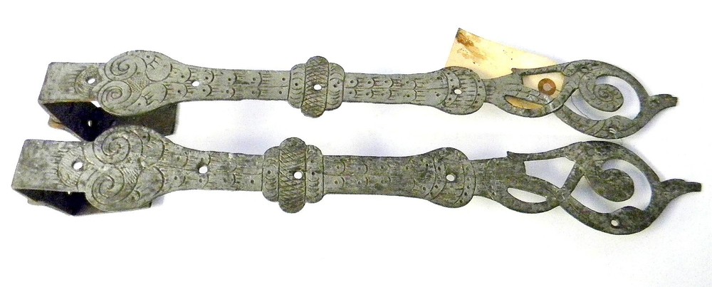 1 Pair Engraved Design 18th Century Offset Strap Hinges ~23" Long~