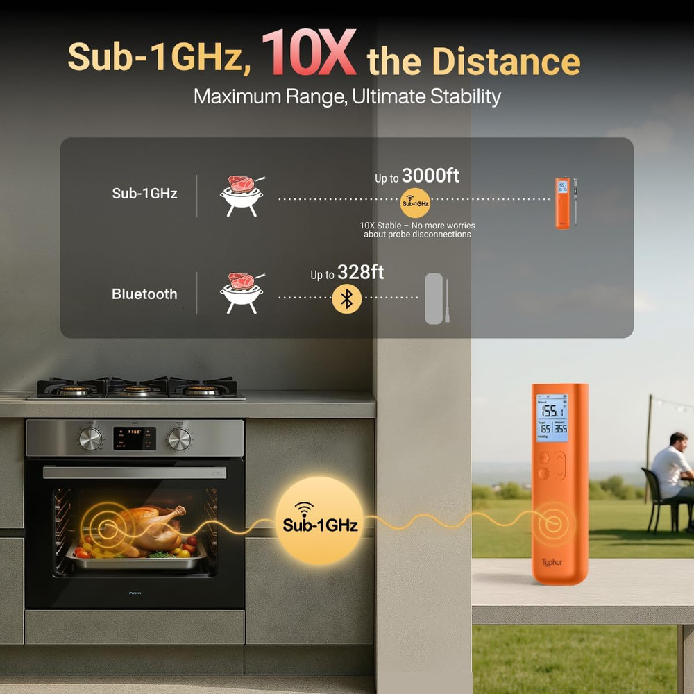 Typhur Sync Gold Lite Smart Wireless Thermometer - Model WT10 in Orange