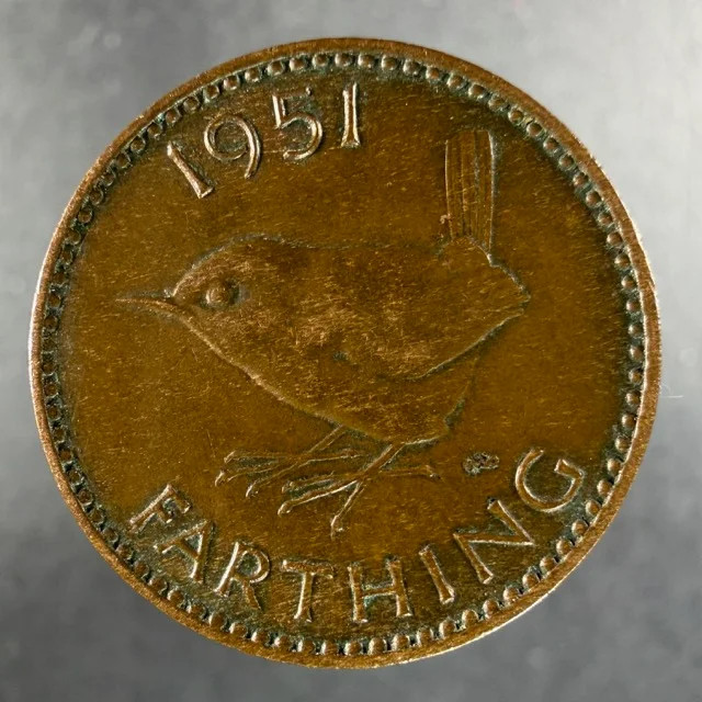 1951 Great Britain Farthing George VI Wren Reverse