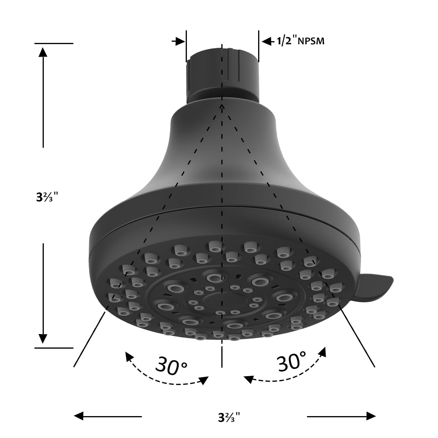 High Presssure Shower head, Premium Matte Black Bathroom Fixed