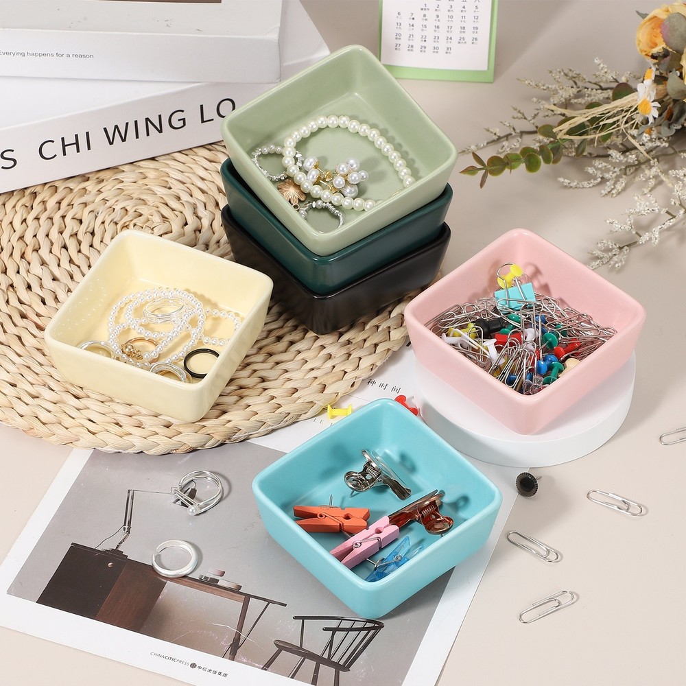 Square Paper Clip Holders, Dark Green