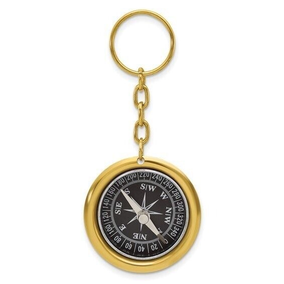 Brass Nautical Compass Key Ring With Lighthouse Design